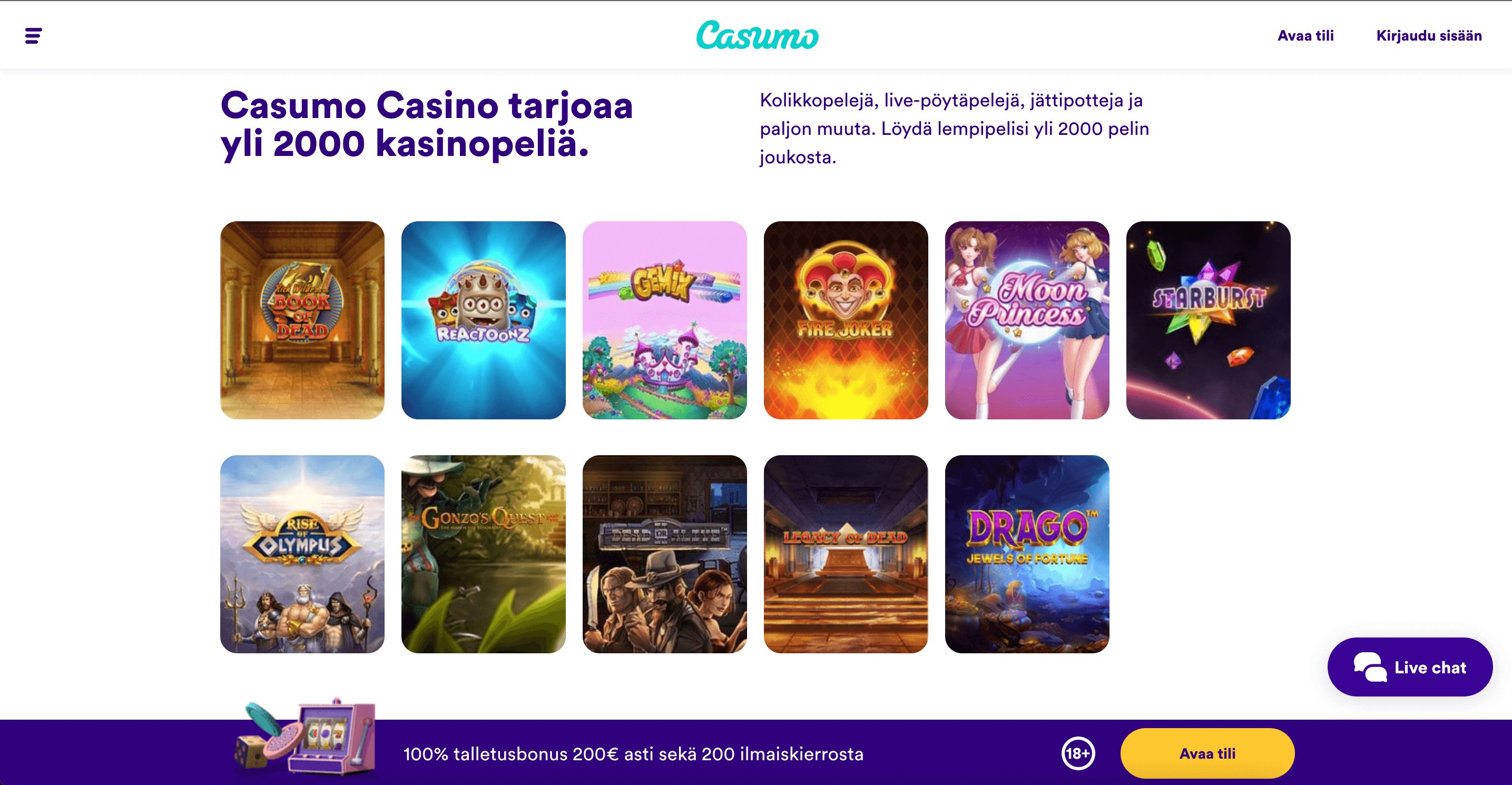 Casumo Casino - Arvostelu 2023 & Kokemuksia, Bonus 200€ + 200 ik